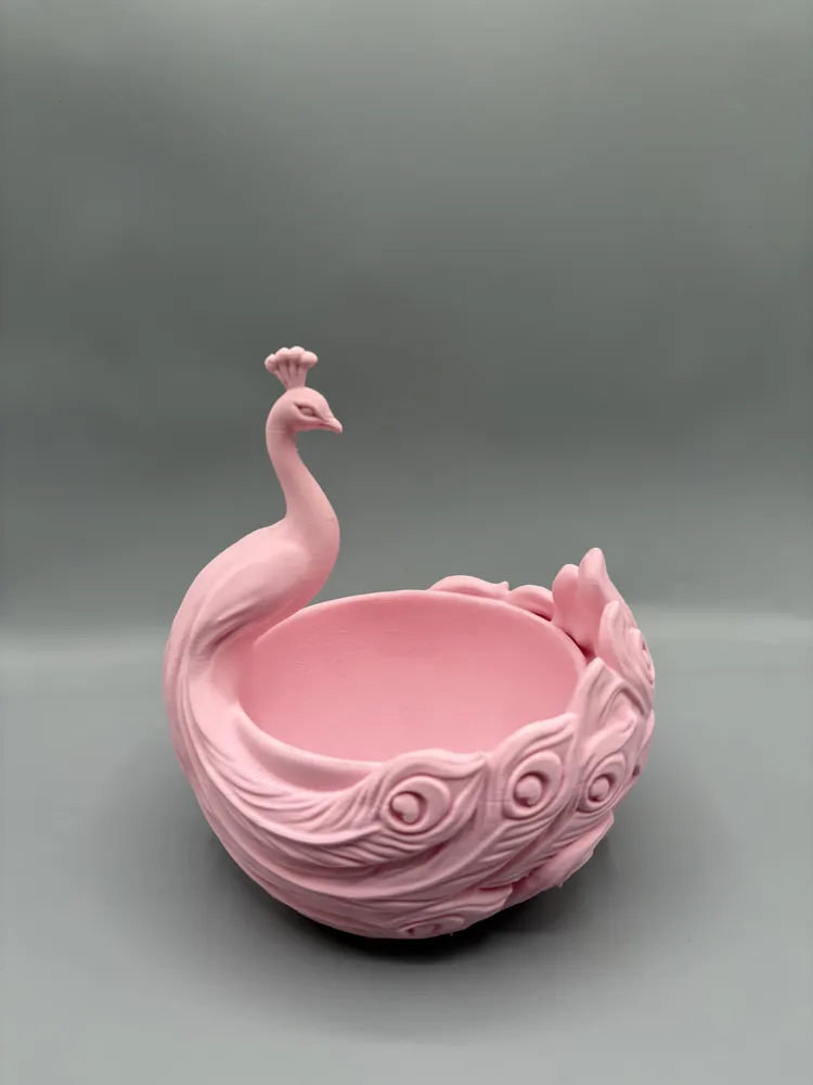 Peacock Feather Catchall Bowl — example colour. Includes: One finished item supplied; display accessories are excluded. Approximate dimensions (Width × Depth × Height): 1 supplied: 171.2 × 165.1 × 190.5 mm.