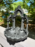Scalloped Gothic Cathedral Catchall Tray — example colour. Includes: One finished item supplied; display accessories are excluded. Approximate dimensions (Width × Depth × Height): 1 supplied: 164.5 × 152.4 × 211.5 mm.
