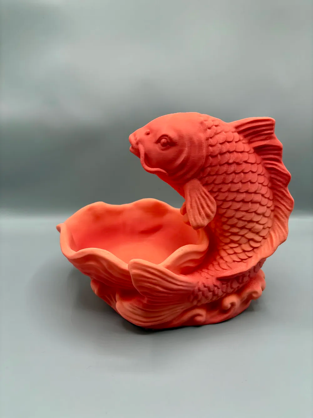Leaping Koi & Wave Catchall Tray — example colour. Includes: One finished item supplied; display accessories are excluded. Approximate dimensions (Width × Depth × Height): 1 supplied: 219.7 × 156.7 × 200.6 mm.