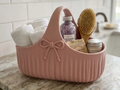 Ribbed Ribbon Handle Vanity Basket — example colour. Includes: One finished item supplied; display accessories are excluded. Approximate dimensions (Width × Depth × Height): 1 supplied: 203.2 × 129.5 × 152.5 mm.