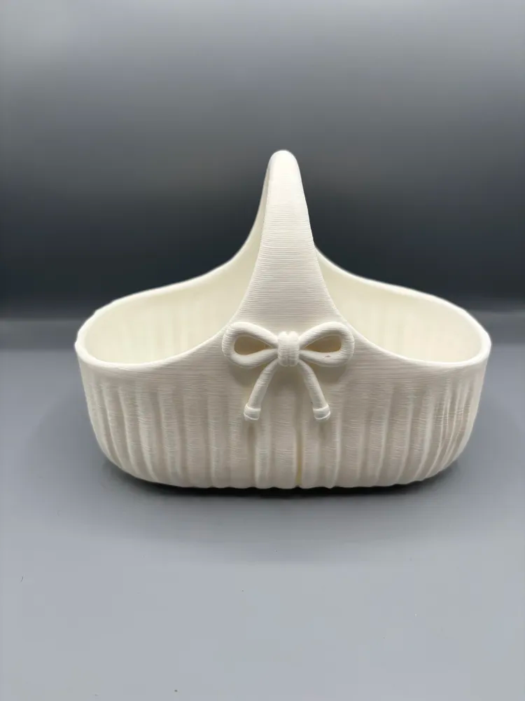 Ribbed Ribbon Handle Vanity Basket — example colour. Includes: One finished item supplied; display accessories are excluded. Approximate dimensions (Width × Depth × Height): 1 supplied: 203.2 × 129.5 × 152.5 mm.