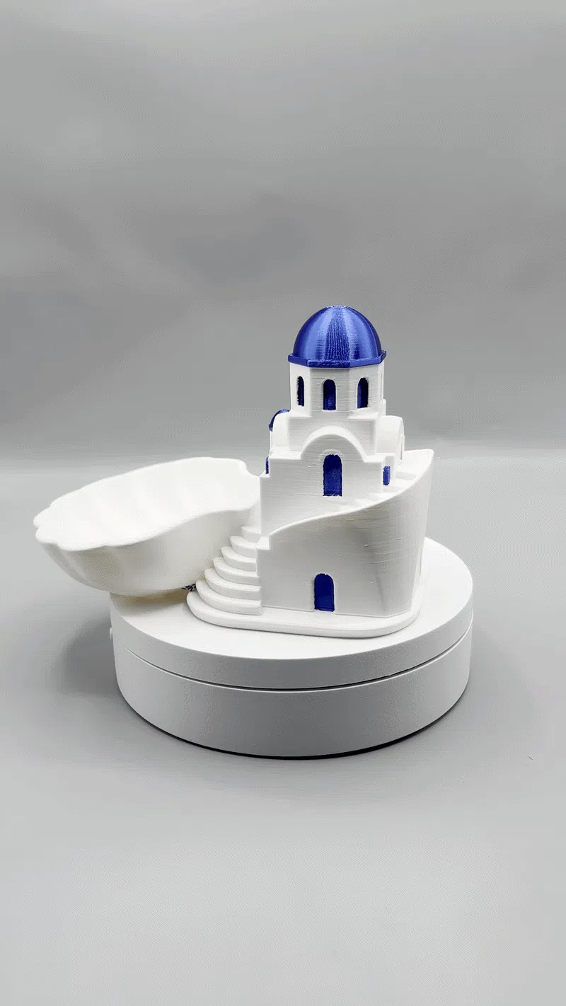Santorini Church Desk Organiser & Tray — example colour. Includes: One finished item supplied; display accessories are excluded. Approximate dimensions (Width × Depth × Height): 1 supplied: 177.8 × 115.9 × 115.2 mm.