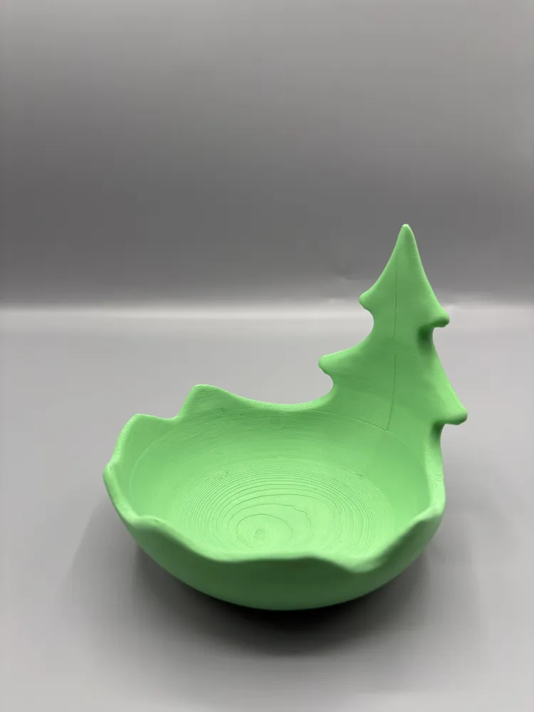Christmas Tree Wrapped-Treat Display Bowl — example colour. Includes: One finished item supplied; display accessories are excluded. Approximate dimensions (Width × Depth × Height): 1 supplied: 143.3 × 140 × 127 mm.