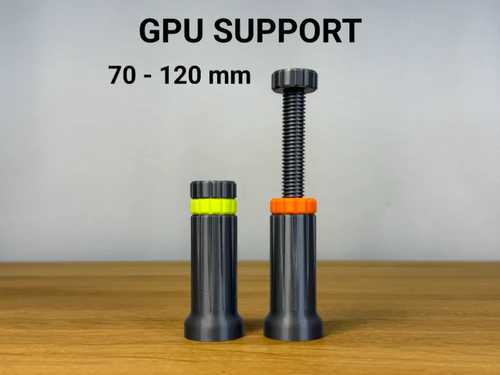 Adjustable GPU Support — example colour. Includes: one adjustable gpu support. Approximate dimensions (Width × Depth × Height): 1 supplied: 27.5 × 27.5 × 70–120 mm.