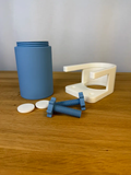 Desk Trash Bin — example colour. Includes: One complete printed item in the selected configuration. Approximate dimensions (Width × Depth × Height): 1 supplied: 96.1 × 96.1 × 146.8 mm; 1 supplied: 115.7 × 143.7 × 79 mm; 2 supplied: 42 × 37 × 66.9 mm; 2 supplied: 37.2 × 37.2 × 7.2 mm.