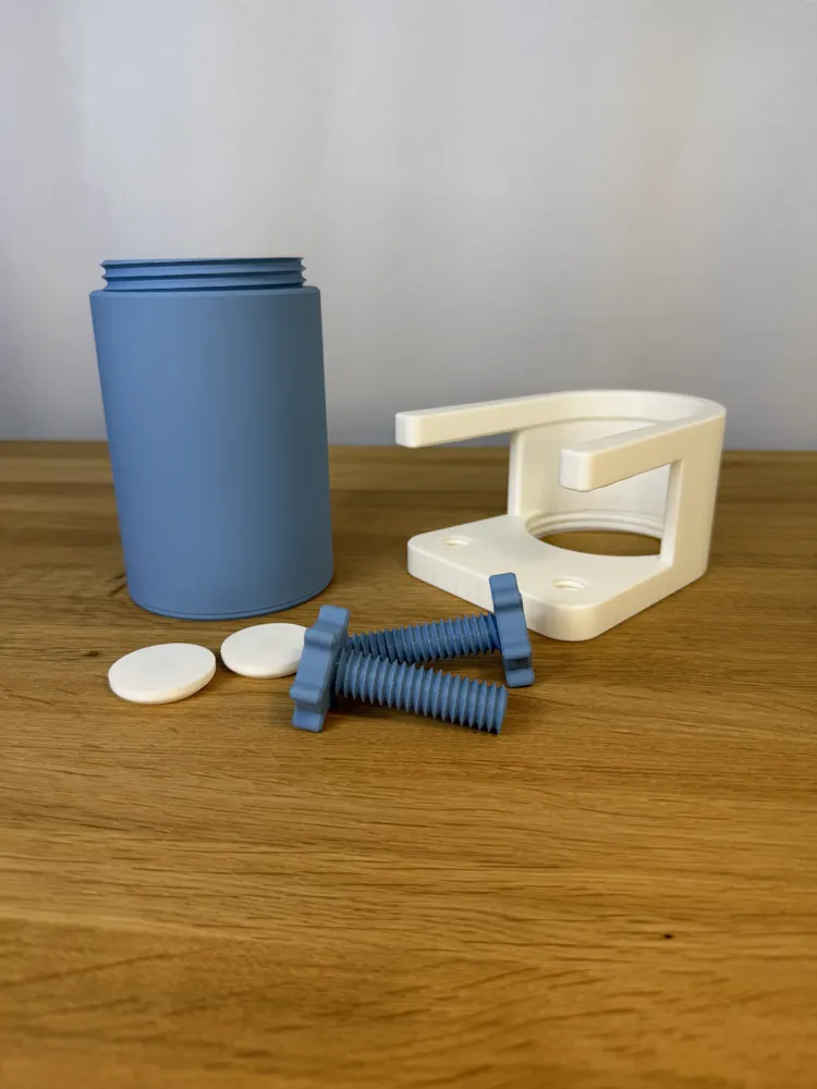 Desk Trash Bin — example colour. Includes: One complete printed item in the selected configuration. Approximate dimensions (Width × Depth × Height): 1 supplied: 96.1 × 96.1 × 146.8 mm; 1 supplied: 115.7 × 143.7 × 79 mm; 2 supplied: 42 × 37 × 66.9 mm; 2 supplied: 37.2 × 37.2 × 7.2 mm.