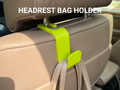 Car Headrest Bag Holder - Pack of 5 — example colour. Includes: 5 headrest hooks. Approximate dimensions (Width × Depth × Height): 5 supplied: 113.7 × 74.4 × 34 mm.