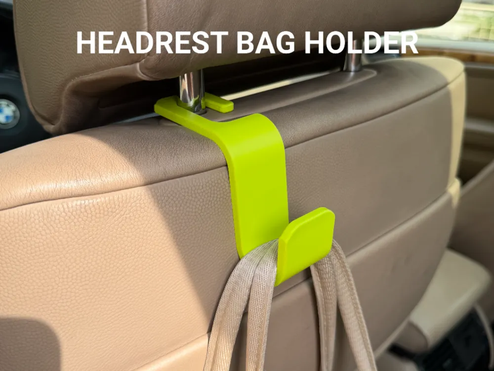 Car Headrest Bag Holder - Pack of 5 — example colour. Includes: 5 headrest hooks. Approximate dimensions (Width × Depth × Height): 5 supplied: 113.7 × 74.4 × 34 mm.