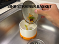 Sink Drain Strainer Basket — example colour. Includes: one sink drain strainer basket. Approximate dimensions (Width × Depth × Height): 1 supplied: 120 × 120 × 82 mm; 1 supplied: 126.4 × 125.8 × 20 mm.