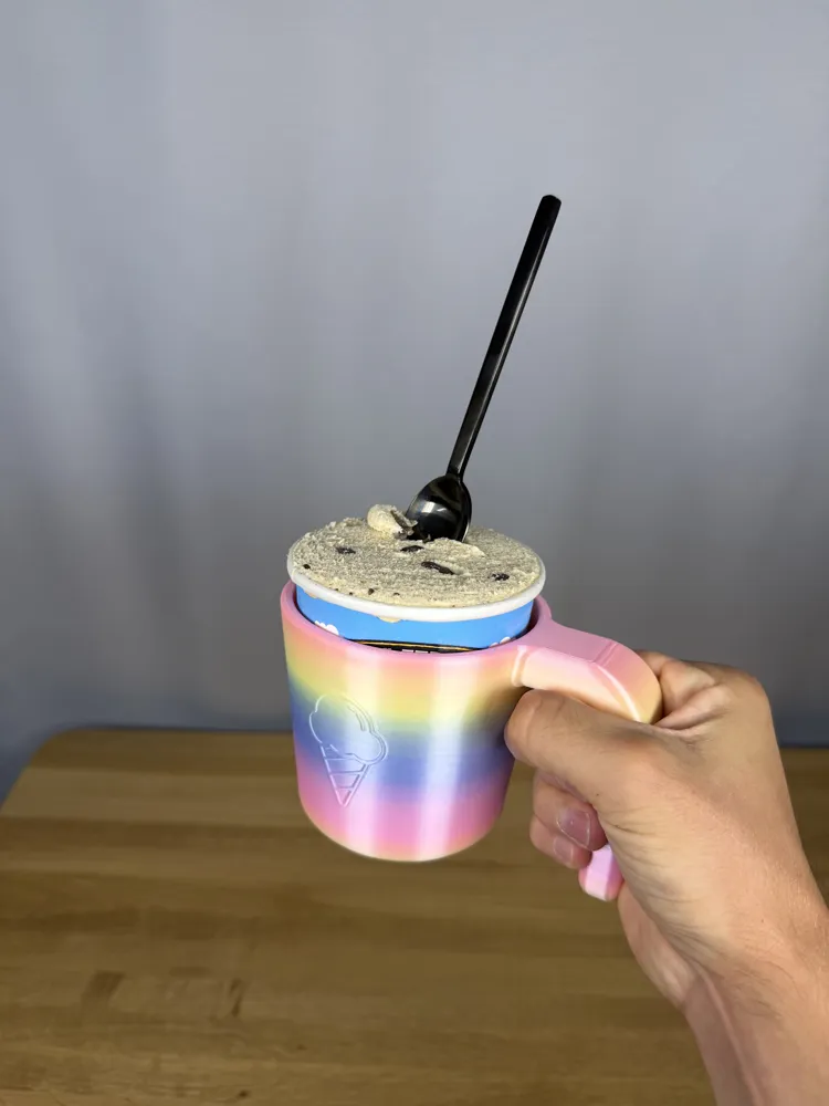 Ice Cream Pint Holder — example colour. Includes: One complete printed item in the selected configuration. Approximate dimensions (Width × Depth × Height): 1 supplied: 149.3 × 116.5 × 91 mm.