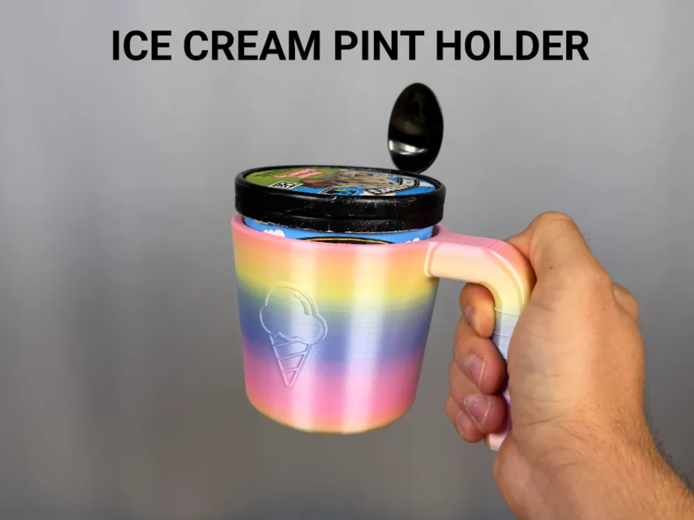 Ice Cream Pint Holder — example colour. Includes: One complete printed item in the selected configuration. Approximate dimensions (Width × Depth × Height): 1 supplied: 149.3 × 116.5 × 91 mm.