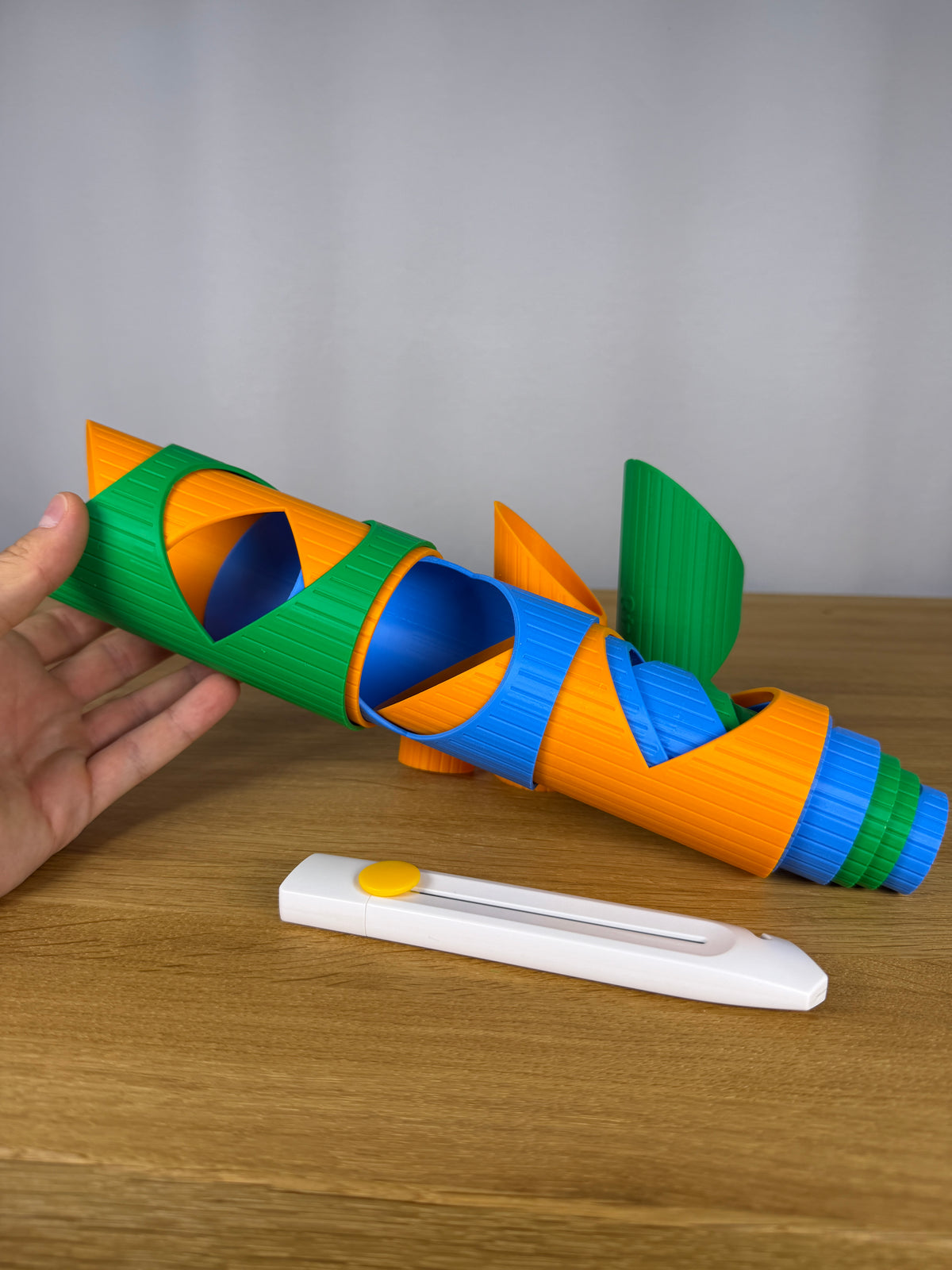 Example nested pipe insulation cutting guides and knife
