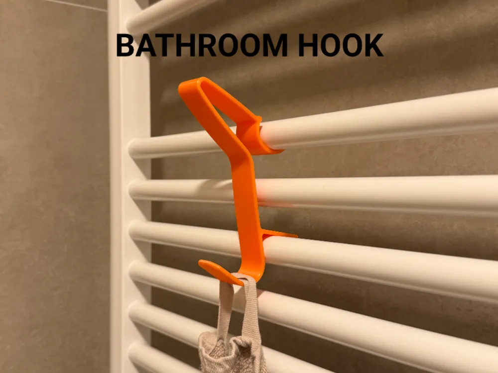 Bathroom Towel Radiator Hook - Pack of 5 — example colour. Includes: 5 radiator hooks. Approximate dimensions (Width × Depth × Height): 5 supplied: 107.6 × 25 × 138.2 mm.