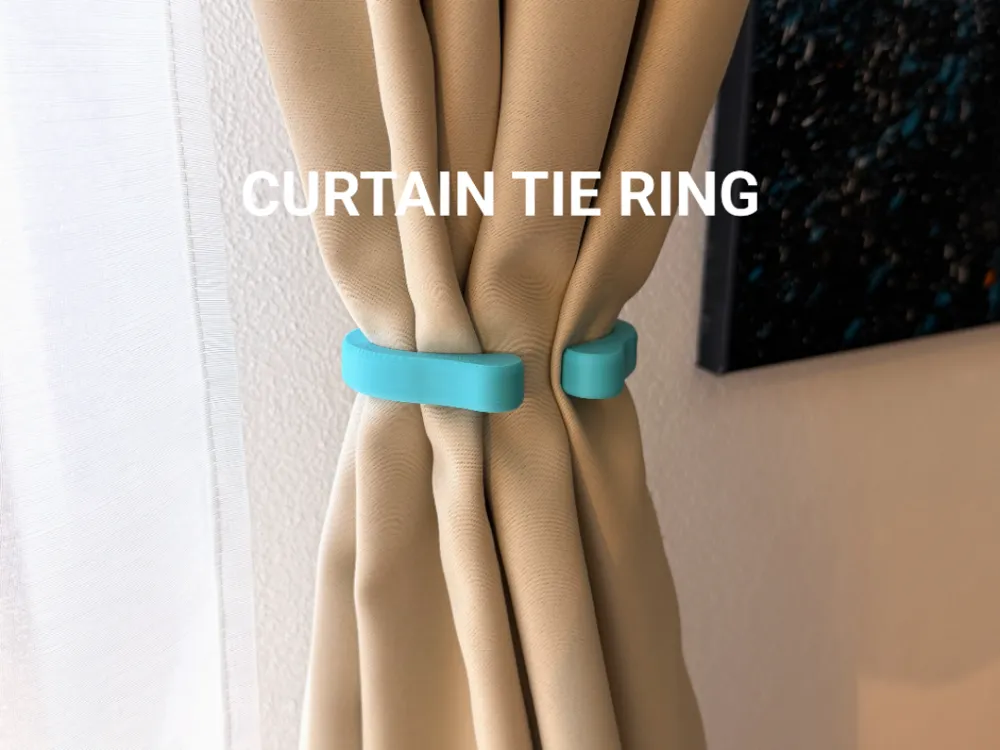 Curtain Tie Ring — example colour. Includes: One complete printed item in the selected configuration. Approximate dimensions (Width × Depth × Height): 1 supplied: 87.7 × 70.5 × 12 mm.