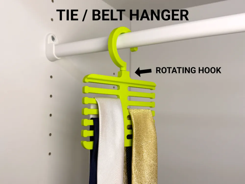 Tie / Belt Hanger — example colour. Includes: one tie / belt hanger. Approximate dimensions (Width × Depth × Height): 1 supplied: 123 × 10.8 × 164.2 mm.