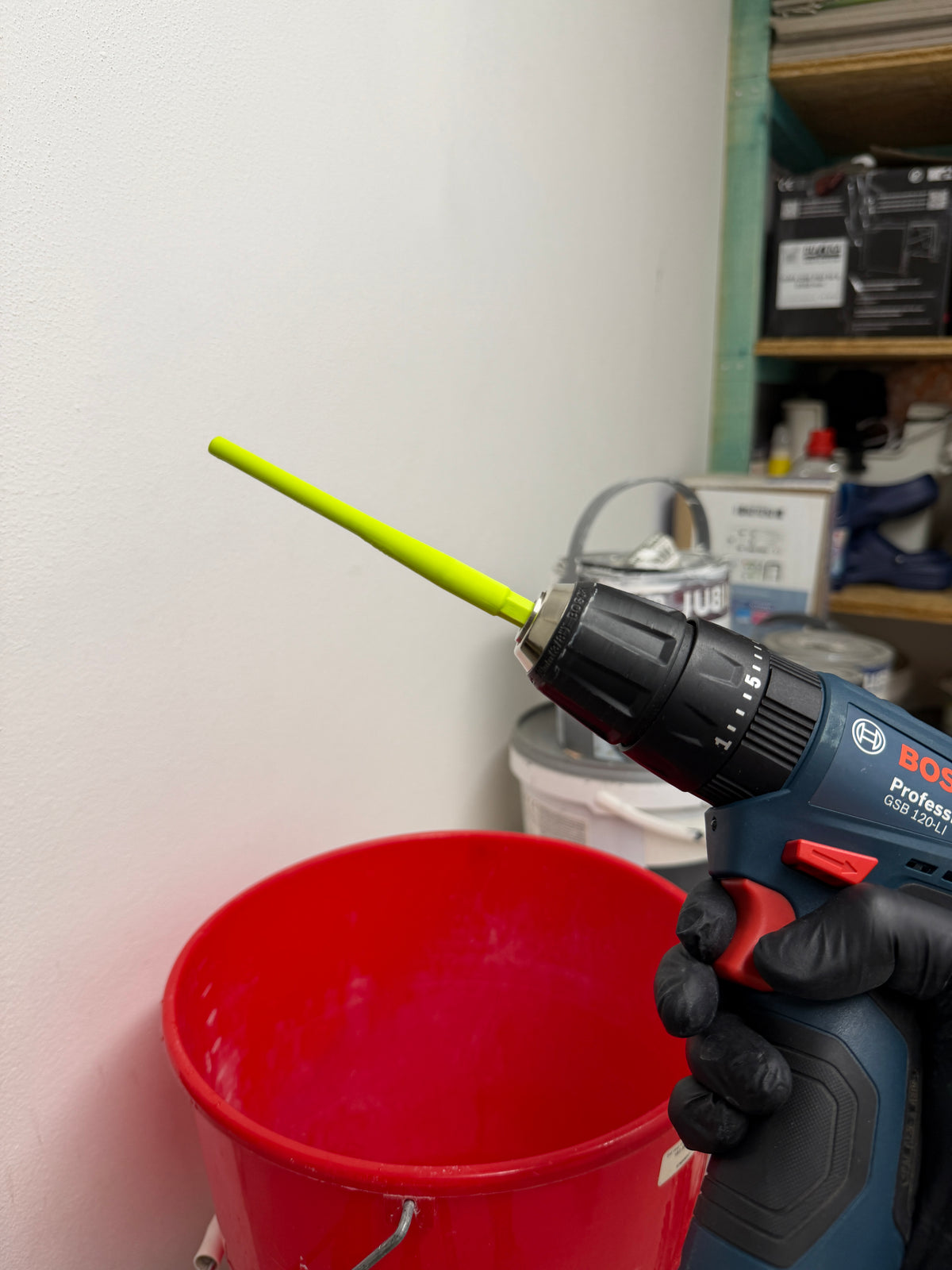 Paint Roller Cleaner – Drill Attachment — example colour; one printed item supplied.
