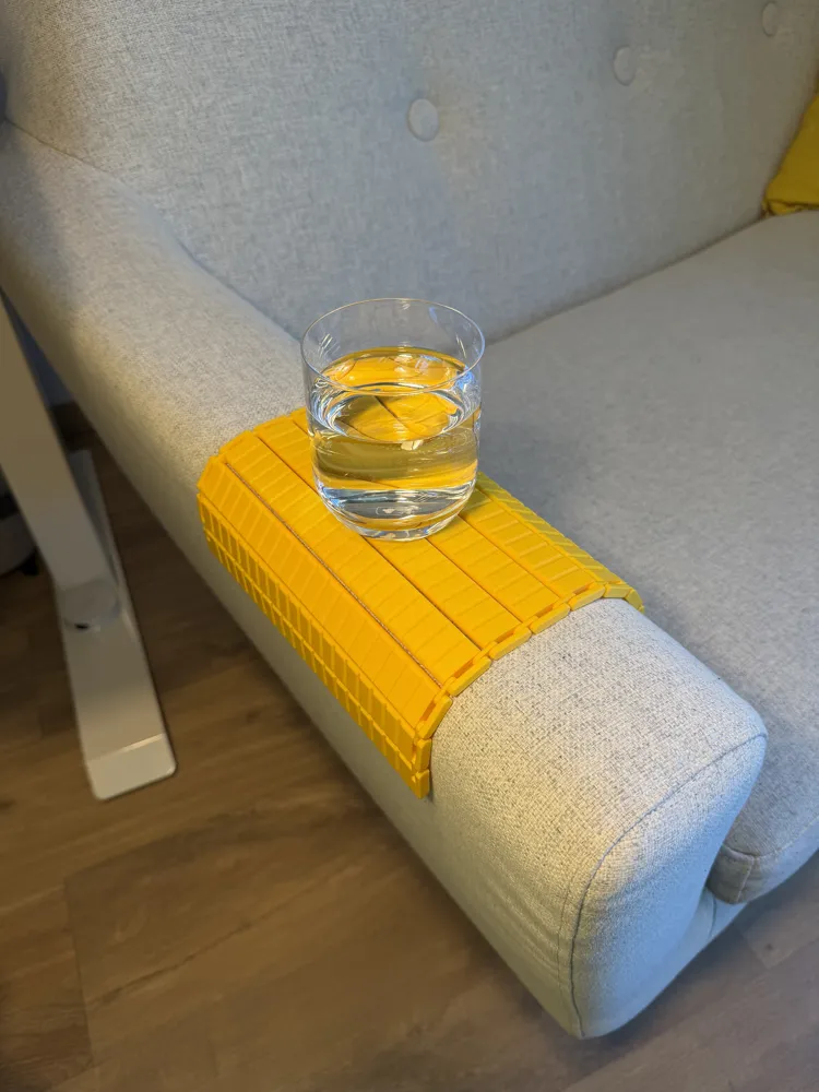 Foldable Couch Armrest Tray — example colour. Includes: One complete printed item in the selected configuration. Approximate dimensions (Width × Depth × Height): 1 supplied: 229 × 202 × 6 mm.