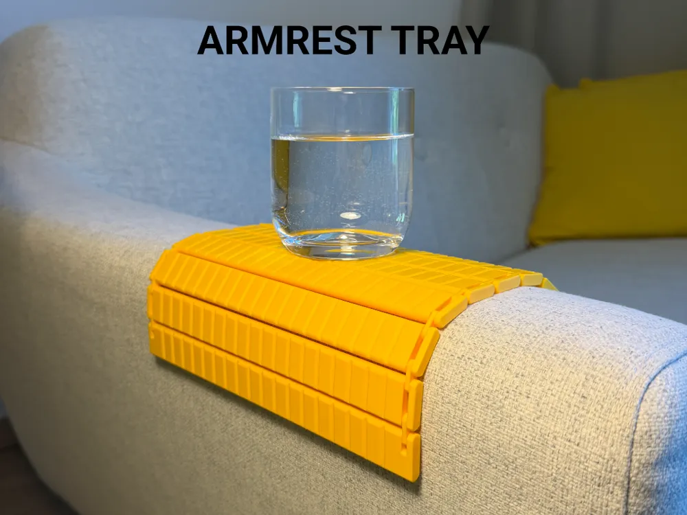 Foldable Couch Armrest Tray — example colour. Includes: One complete printed item in the selected configuration. Approximate dimensions (Width × Depth × Height): 1 supplied: 229 × 202 × 6 mm.