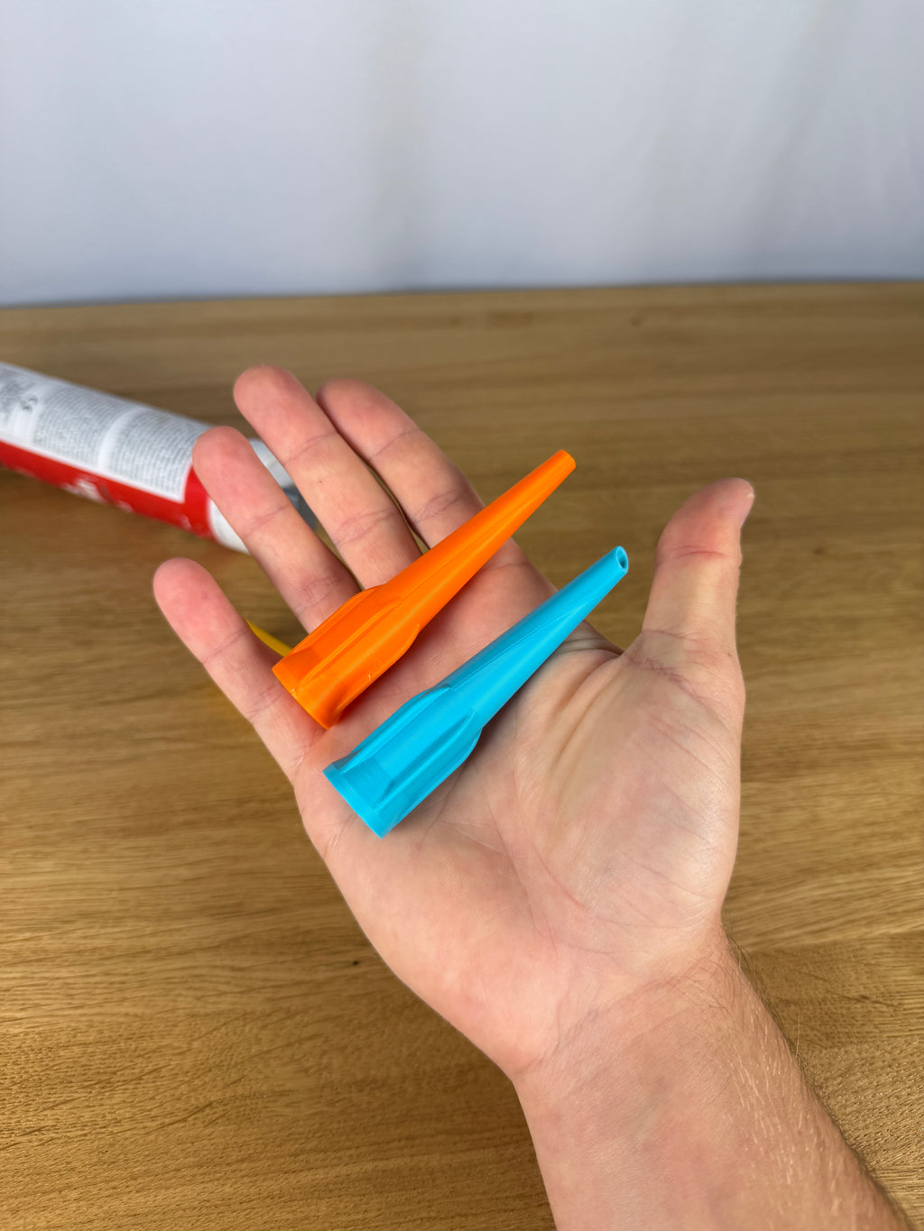 Flat Caulk Cartridge Nozzle Tip — example colour; one printed item supplied.