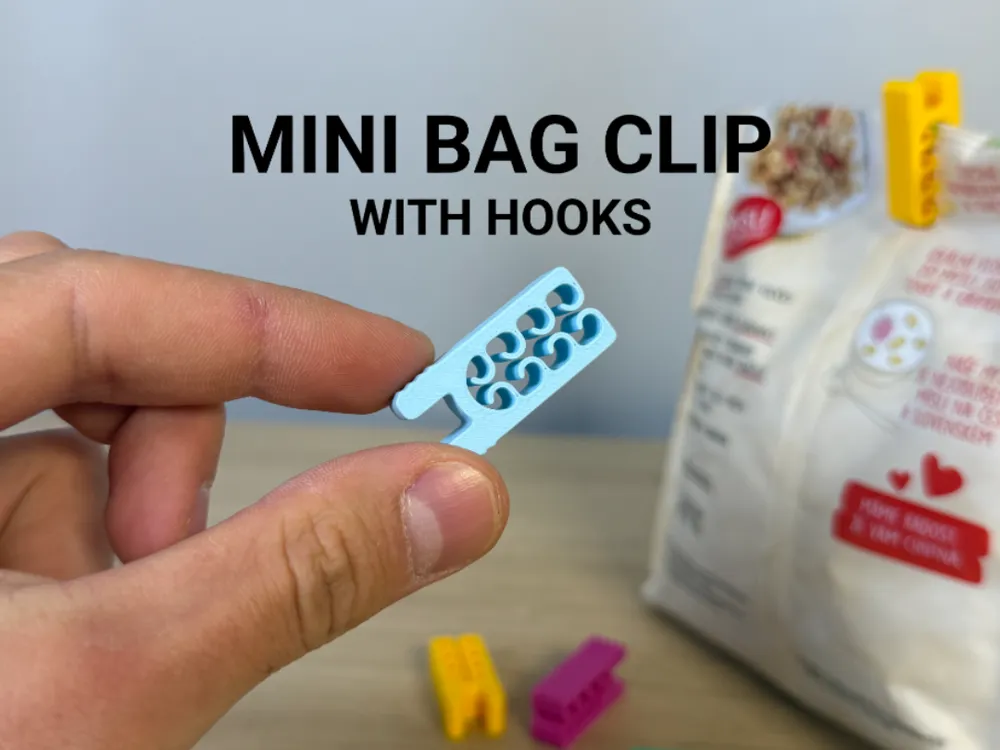 Mini Bag Clip (with hooks) - Pack of 10 — example colour. Includes: 10 bag clips.