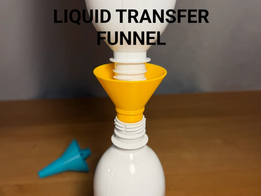 Liquid Transfer Funnel — example colour. Includes: one liquid transfer funnel. Approximate dimensions (W × D × H): • Liquid Transfer Funnel: 59.1 × 59.1 × 85.7 mm.