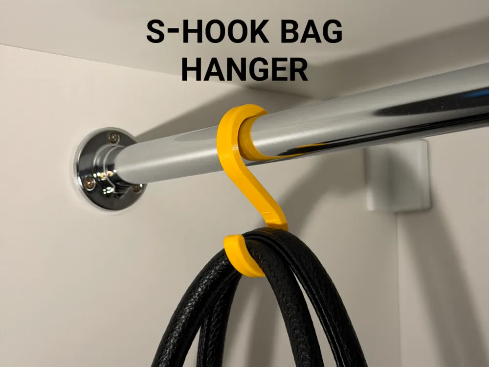 S-Hook Bag Hanger — example colour. Includes: One complete printed item in the selected configuration. Approximate dimensions (Width × Depth × Height): 1 supplied: 37.5 × 10 × 77 mm.