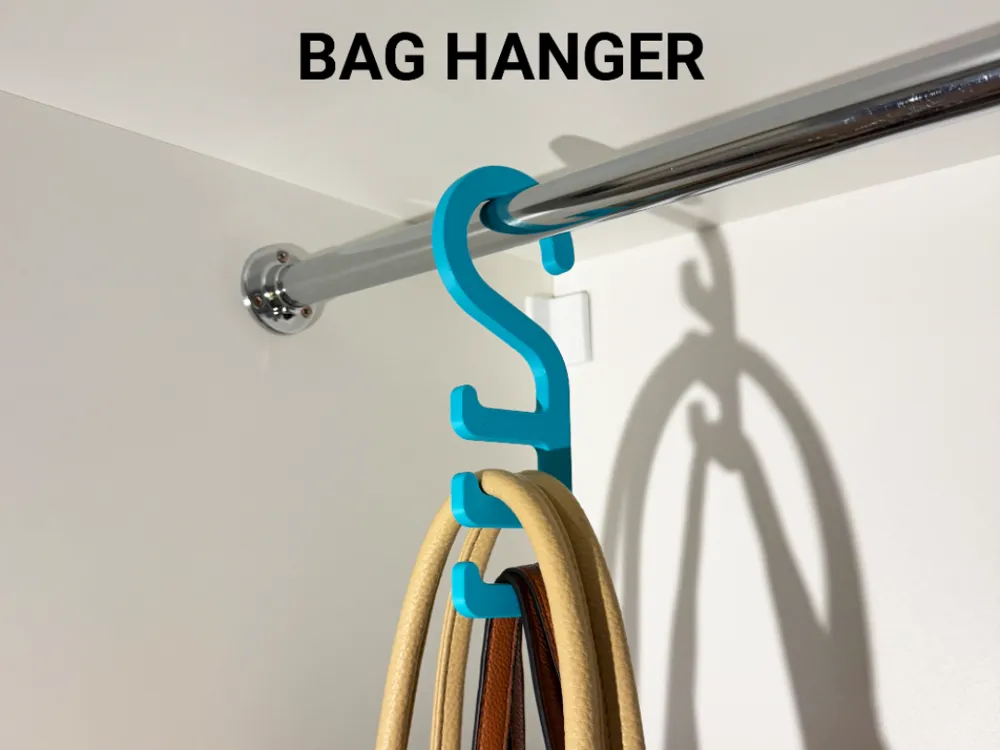 Bag Hanger — example colour. Includes: One complete printed item in the selected configuration. Approximate dimensions (Width × Depth × Height): 1 supplied: 80 × 10 × 215 mm.