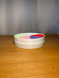 Stackable Modular Sorting Bowls — example colour. Includes: One complete printed item in the selected configuration. Approximate dimensions (Width × Depth × Height): 6 supplied: 69.1 × 77.8 × 21.6 mm; 1 supplied: 175.8 × 175.8 × 26.6 mm.