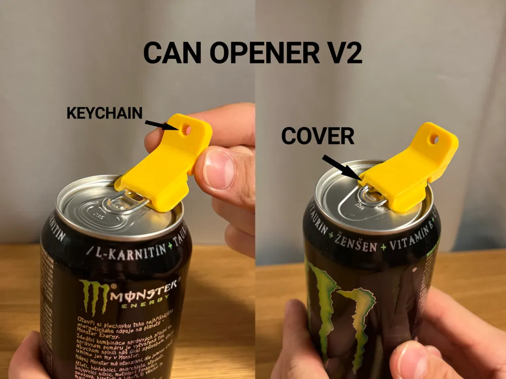 Beverage Can Opener with Cover — example colour. Includes: one beverage can opener with cover. Approximate dimensions (W × D × H): • Beverage Can Opener with Cover: 45.4 × 33.2 × 18.7 mm.