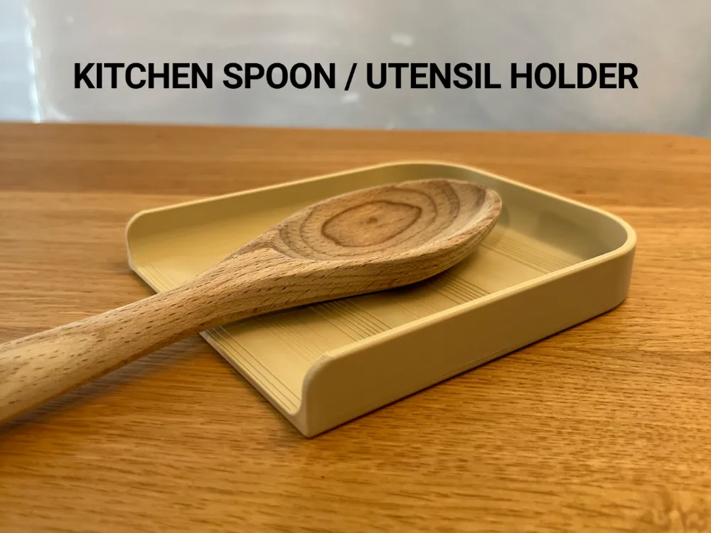 Kitchen Spoon / Utensil Holder — example colour. Includes: One complete printed item in the selected configuration. Approximate dimensions (Width × Depth × Height): 1 supplied: 120 × 140 × 20 mm.