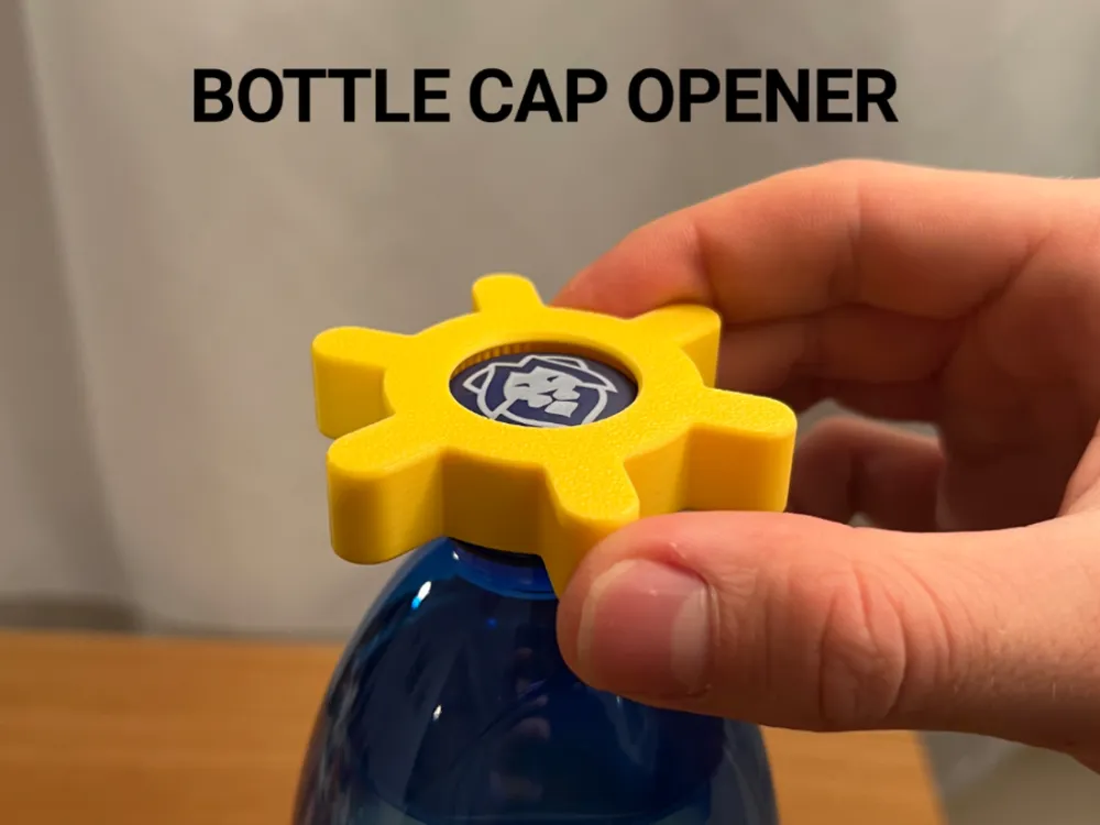 Bottle Cap Opener — example colour. Includes: One complete printed item in the selected configuration. Approximate dimensions (Width × Depth × Height): 1 supplied: 69 × 61.1 × 14 mm.