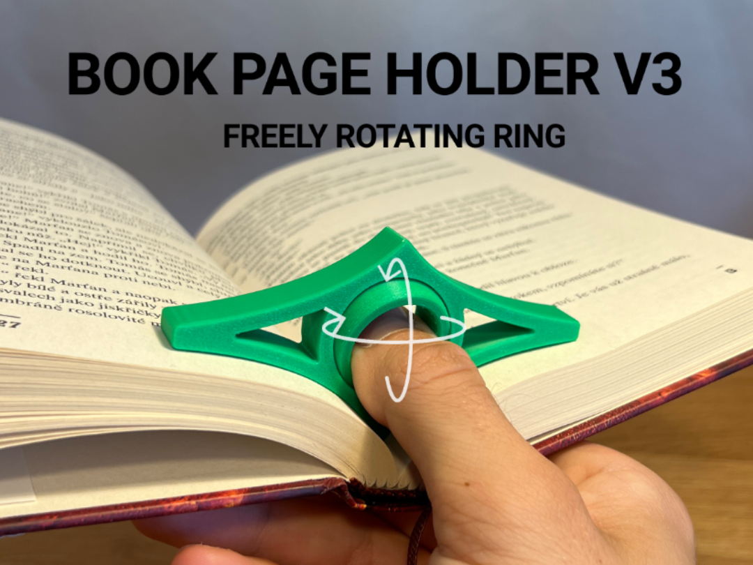 Example V3 book page holder with a rotating ring shown in use